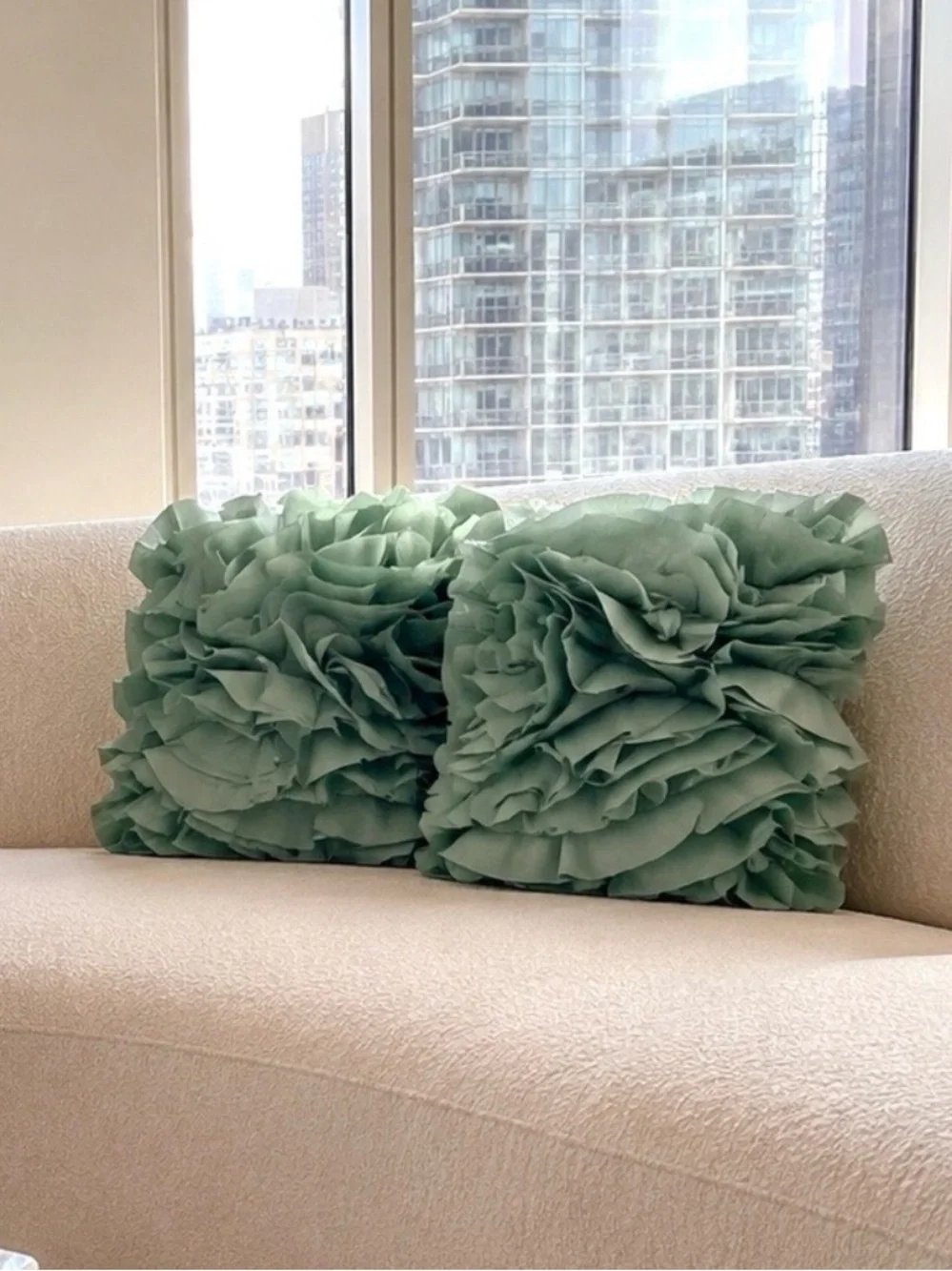 Zgallerie Aquamarine Teal Satin Rose Rectangle Throw Pillows Set of 2 Like New